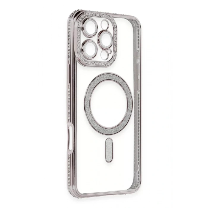 Apple iPhone 16 Pro Kılıf Joke Simli Magneticsafe Kılıf - Pembe