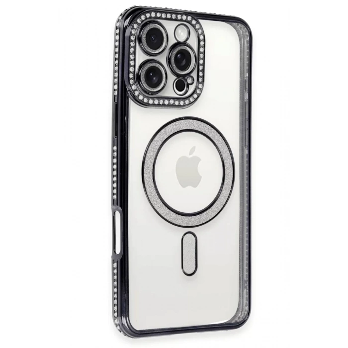 Apple iPhone 16 Pro Kılıf Joke Simli Magneticsafe Kılıf - Siyah
