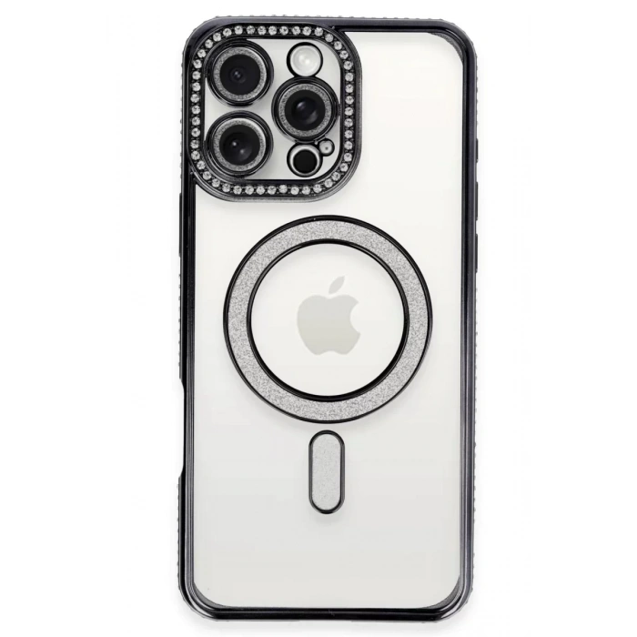 Apple iPhone 16 Pro Kılıf Joke Simli Magneticsafe Kılıf - Siyah