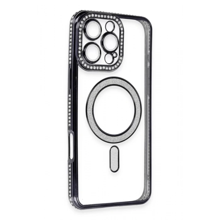 Apple iPhone 16 Pro Kılıf Joke Simli Magneticsafe Kılıf - Siyah