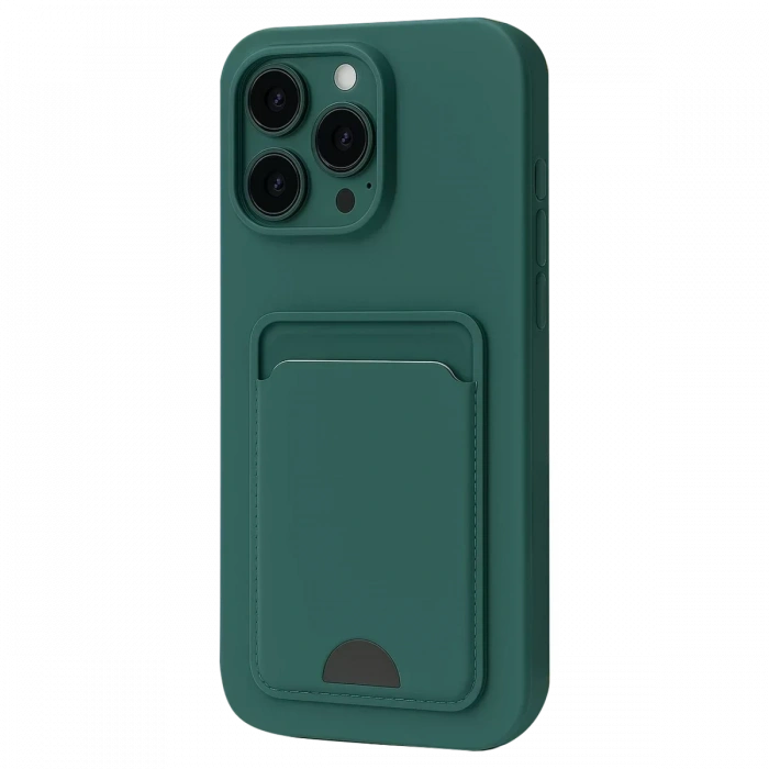 Apple iPhone 16 Pro Kılıf Kelvin Kartvizitli Silikon - Koyu Yeşil