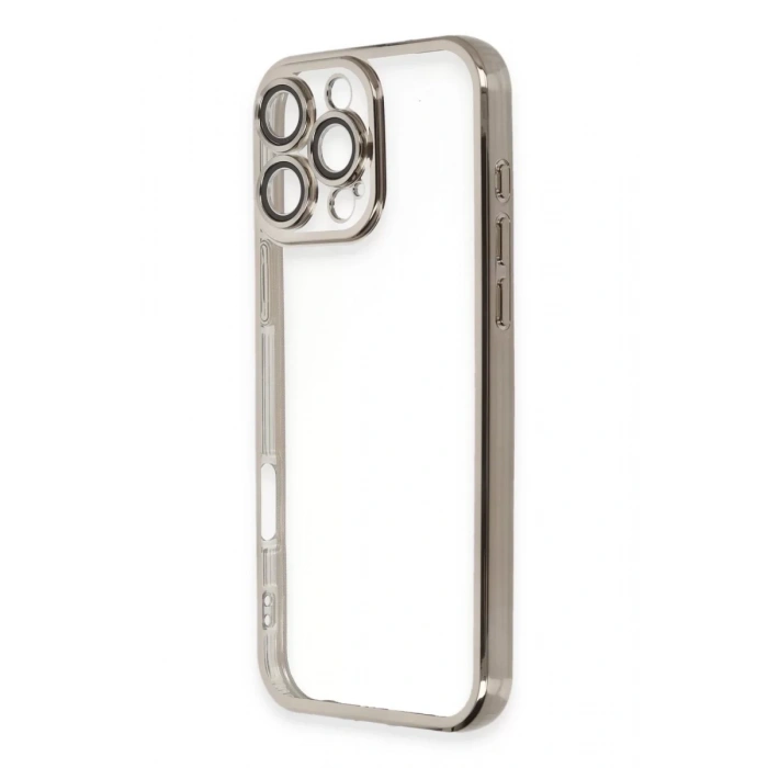Apple iPhone 16 Pro Kılıf Lensli Silikon - Titanyum Gri