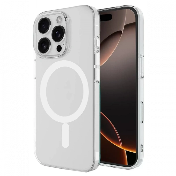 Apple iPhone 16 Pro Kılıf Magneticsafe Şeffaf Silikon - Şeffaf
