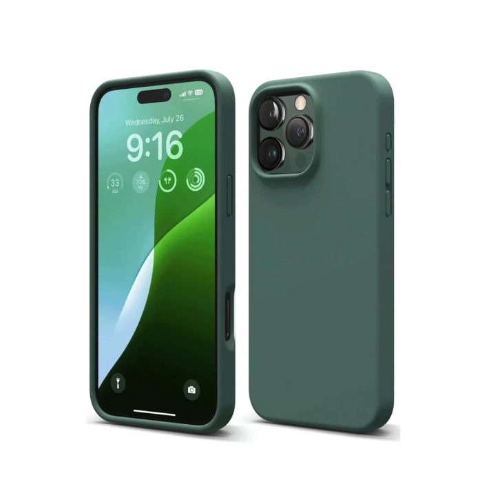 Apple iPhone 16 Pro Kılıf Nano içi Kadife Silikon - Koyu Yeşil