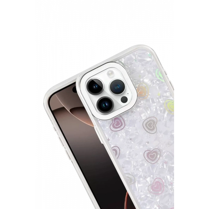 Apple iPhone 16 Pro Lumi Desenli Kapak - Beyaz