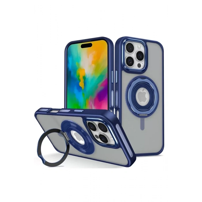 Apple iPhone 16 Pro Max Banza Magsafe Standlı Kapak - Lacivert