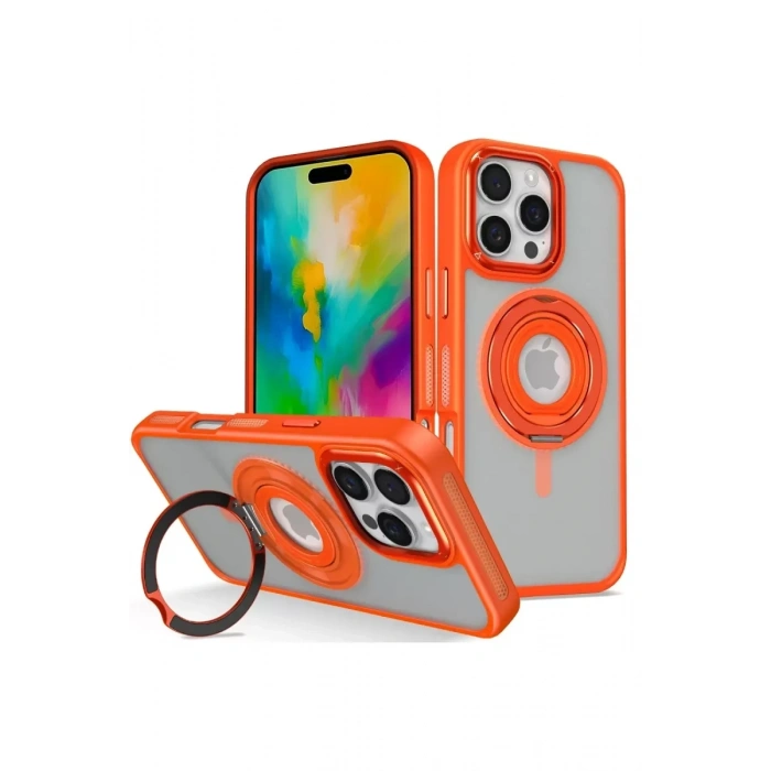 Apple iPhone 16 Pro Max Banza Magsafe Standlı Kapak - Turuncu