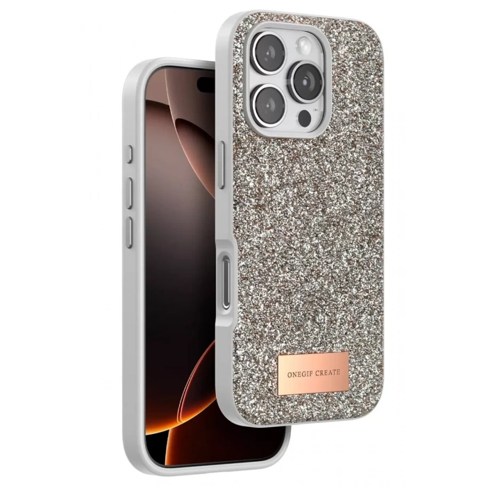Apple iPhone 16 Pro Max Bright Simli Kapak - Çöl Titanyum
