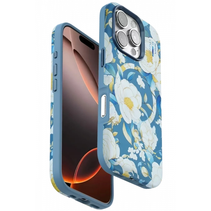 Apple iPhone 16 Pro Max Flower Series Magsafe Kapak - Mavi