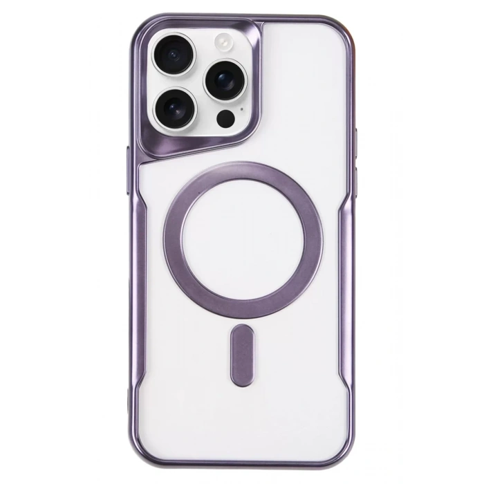 Apple iPhone 16 Pro Max Kılıf Boyi Magsafe Silikon Kapak - Derin Mor