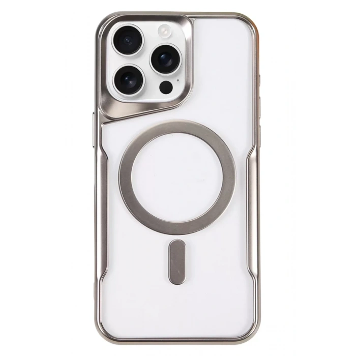 Apple iPhone 16 Pro Max Kılıf Boyi Magsafe Silikon Kapak - Gümüş