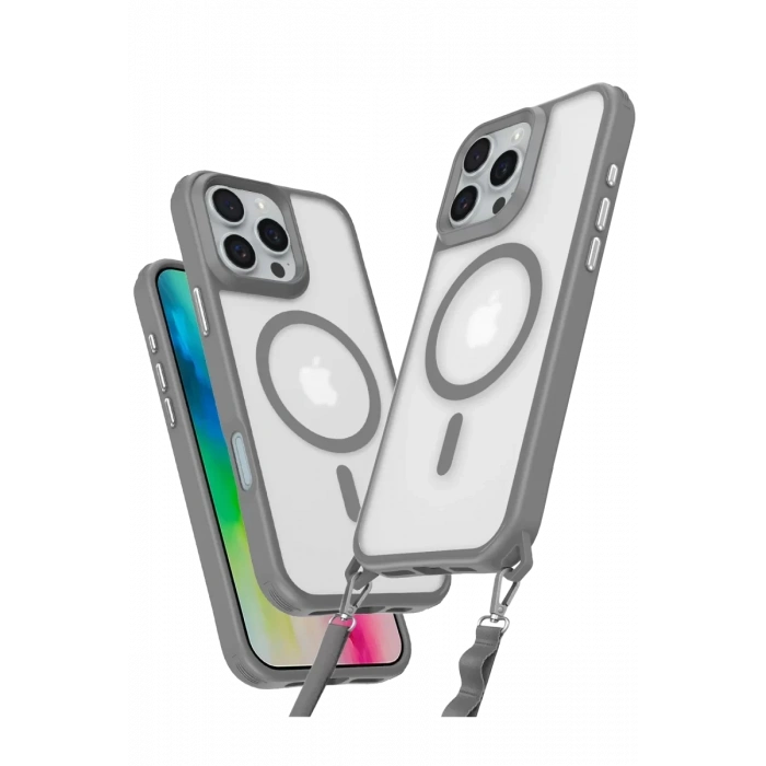 Apple iPhone 16 Pro Max Kılıf Enka Magsafe Silikon Kılıf - Titan Gri