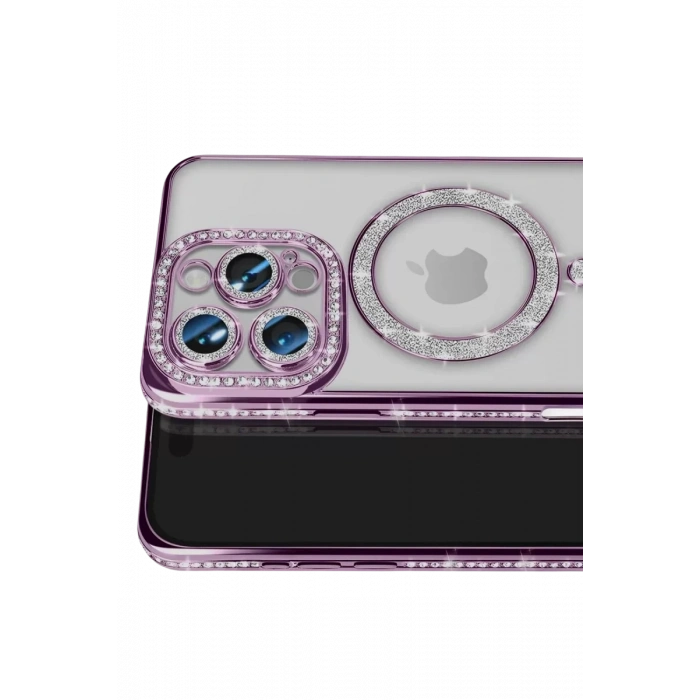 Apple iPhone 16 Pro Max Kılıf Joke Simli Magneticsafe Kılıf - Derin Mor