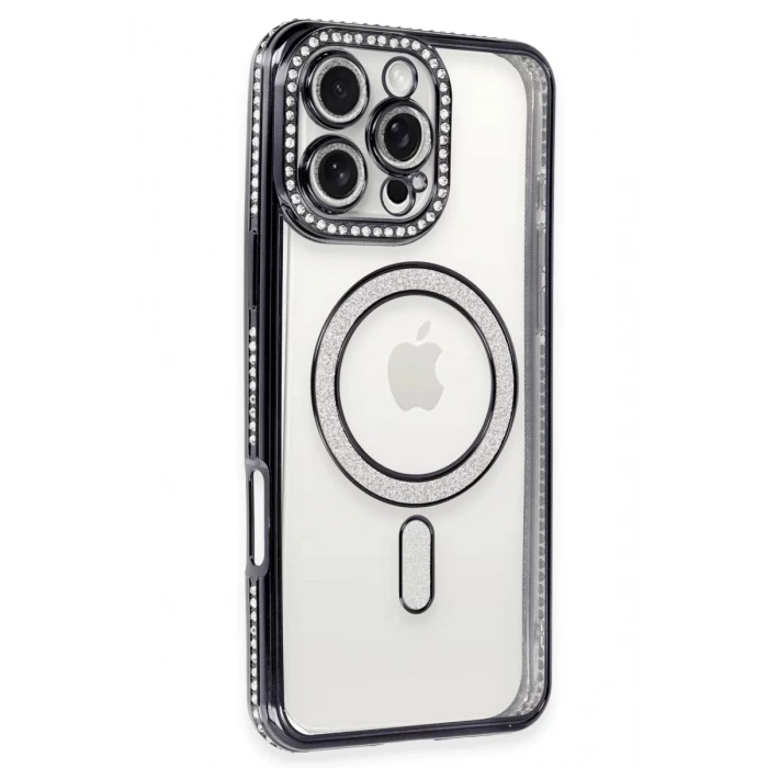 Apple iPhone 16 Pro Max Kılıf Joke Simli Magneticsafe Kılıf - Gri