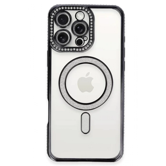 Apple iPhone 16 Pro Max Kılıf Joke Simli Magneticsafe Kılıf - Gri