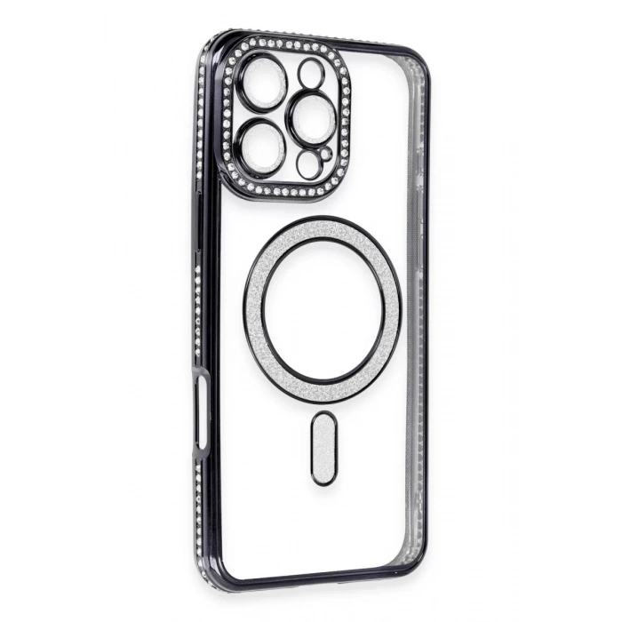 Apple iPhone 16 Pro Max Kılıf Joke Simli Magneticsafe Kılıf - Gri