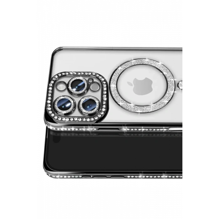 Apple iPhone 16 Pro Max Kılıf Joke Simli Magneticsafe Kılıf - Siyah