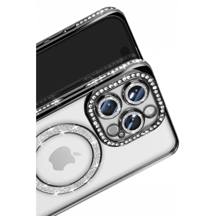 Apple iPhone 16 Pro Max Kılıf Joke Simli Magneticsafe Kılıf - Siyah