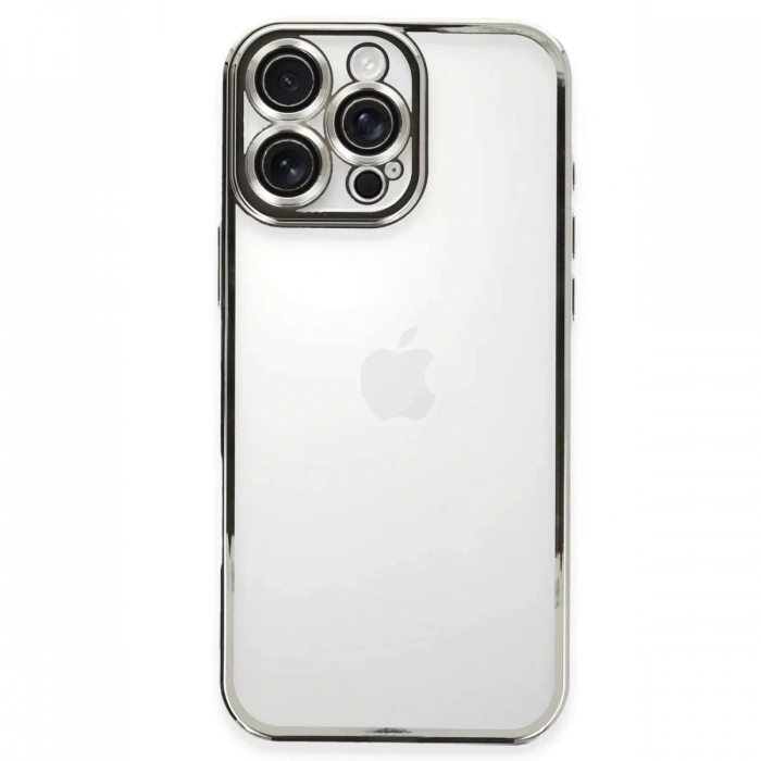 Apple iPhone 16 Pro Max Kılıf Lensli Silikon - Gümüş