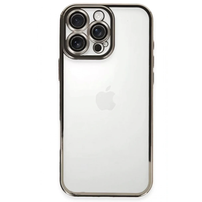 Apple iPhone 16 Pro Max Kılıf Lensli Silikon - Titanyum Gri