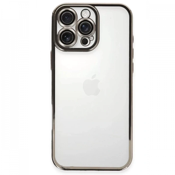 Apple iPhone 16 Pro Max Kılıf Lensli Silikon - Titanyum Gri