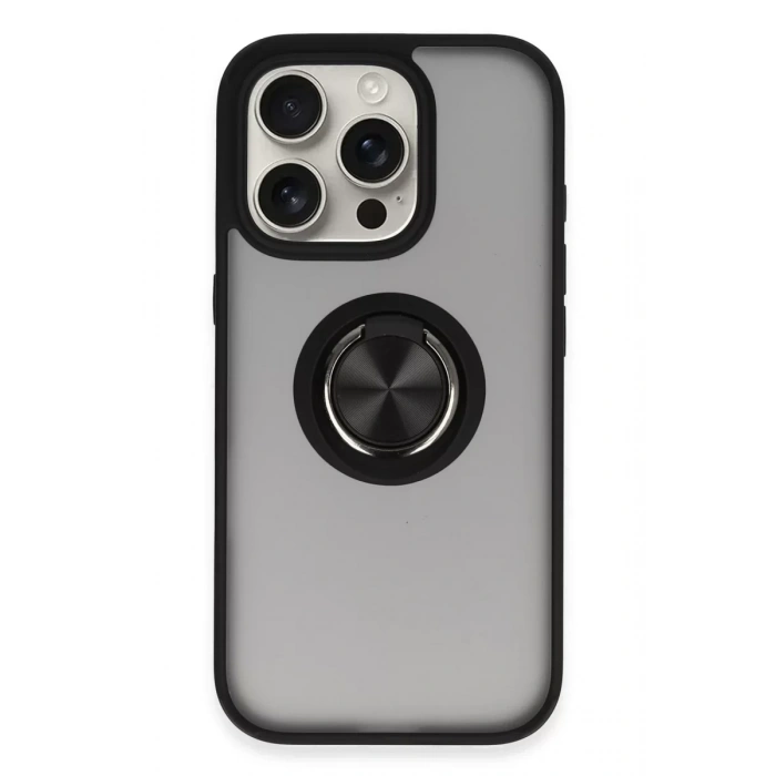 Apple iPhone 16 Pro Max Kılıf Montreal Yüzüklü Silikon Kapak - Siyah