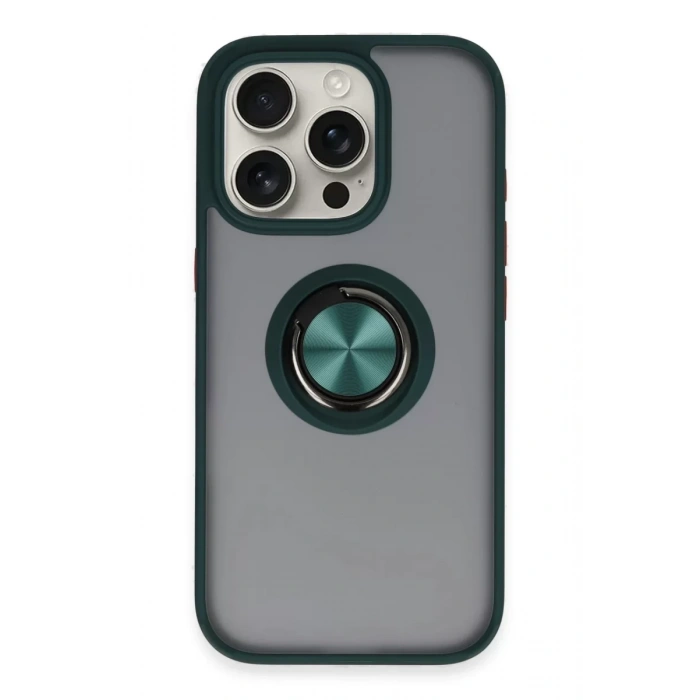 Apple iPhone 16 Pro Max Kılıf Montreal Yüzüklü Silikon Kapak - Yeşil