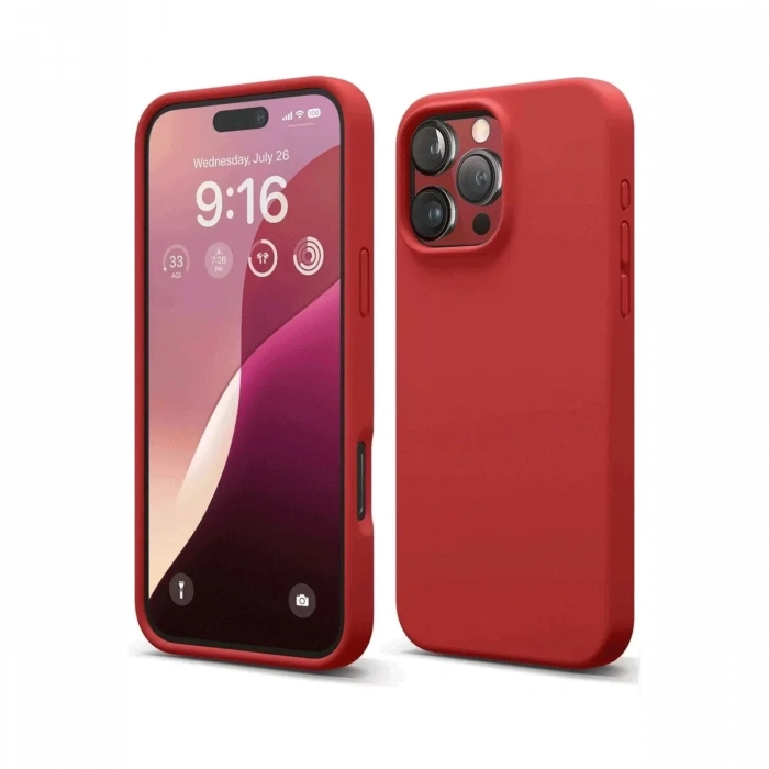 Apple iPhone 16 Pro Max Kılıf Nano içi Kadife Silikon - Kırmızı