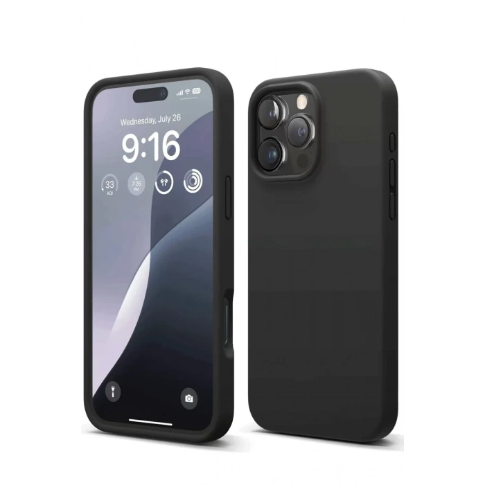 Apple iPhone 16 Pro Max Kılıf Nano içi Kadife Silikon - Siyah