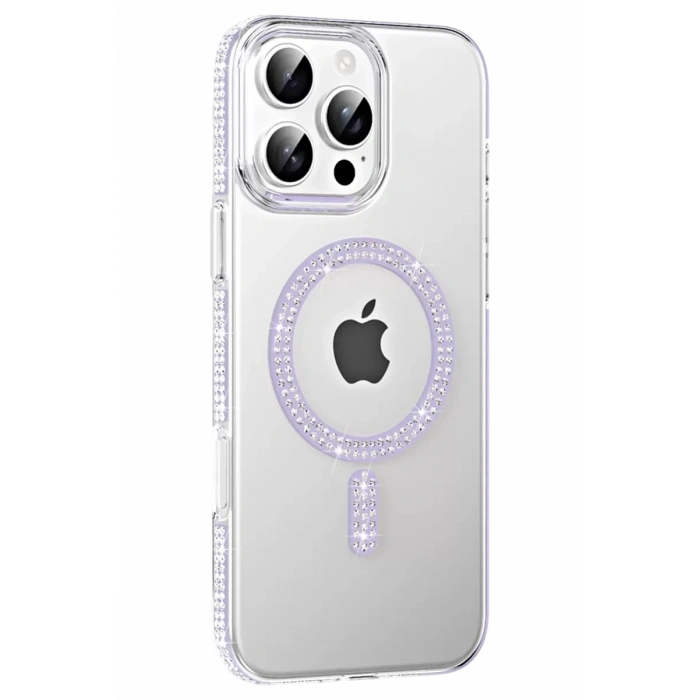Apple iPhone 16 Pro Max Move Taşlı Magsafe Kapak - Lila