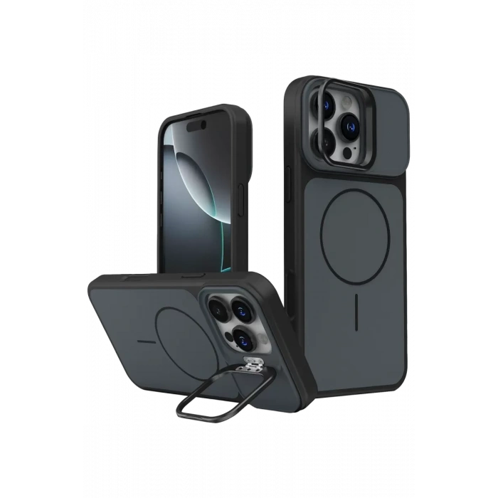 Apple iPhone 16 Pro Max Pale Magsafe Standlı Kapak - Siyah