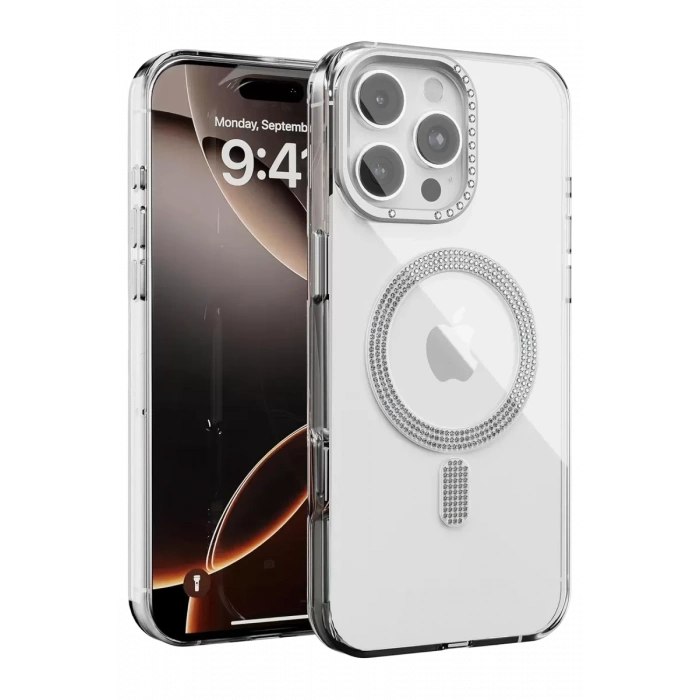Apple iPhone 16 Pro Max Tash Diamond Magsafe Kapak - Beyaz