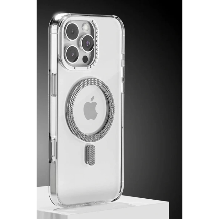 Apple iPhone 16 Pro Max Tash Diamond Magsafe Kapak - Beyaz