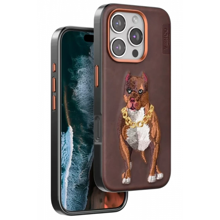Apple iPhone 16 Pro Perma Desenli Kapak - Kahverengi