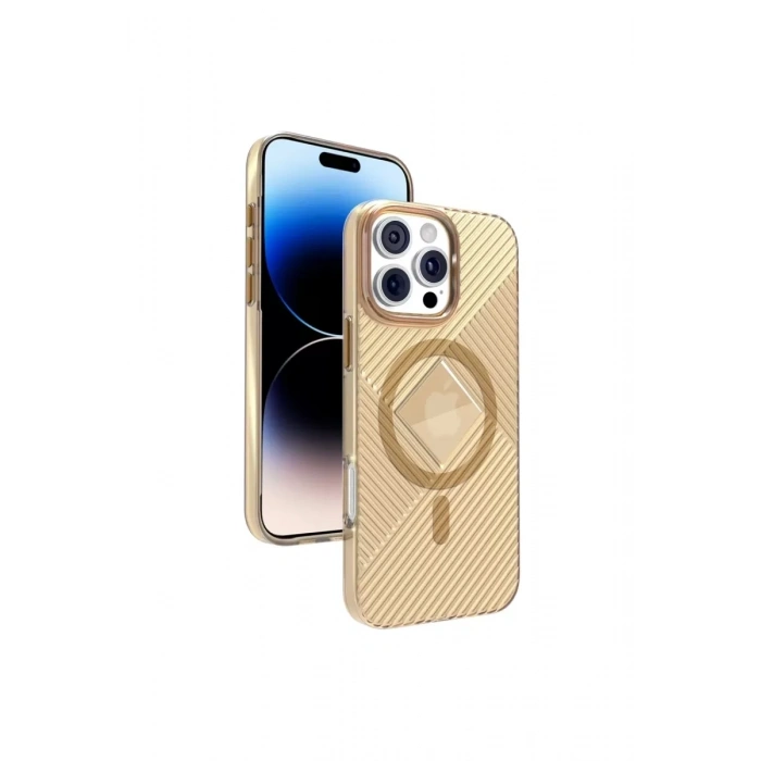 Apple iPhone 16 Pro Stella PC Sert Magsafe Kılıf - Gold