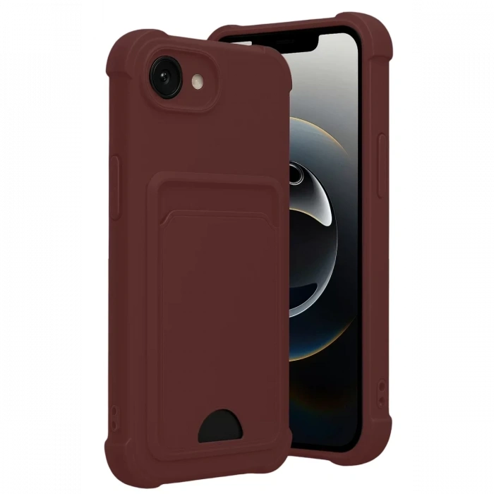 Apple iPhone 16E Kelvin Kartvizitli Silikon - Bordo