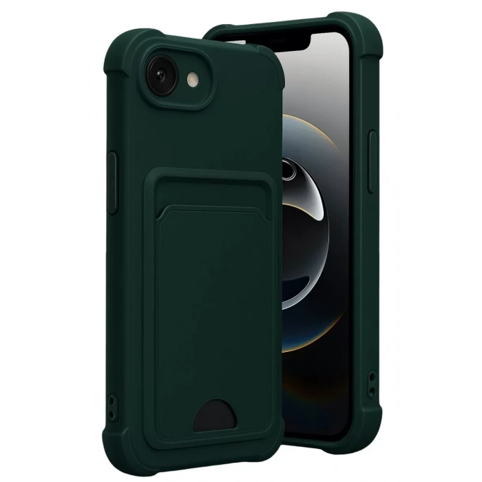 Apple iPhone 16E Kelvin Kartvizitli Silikon - Koyu Yeşil