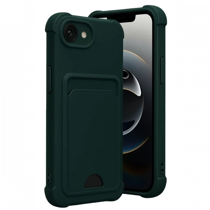 Apple iPhone 16E Kelvin Kartvizitli Silikon - Koyu Yeşil
