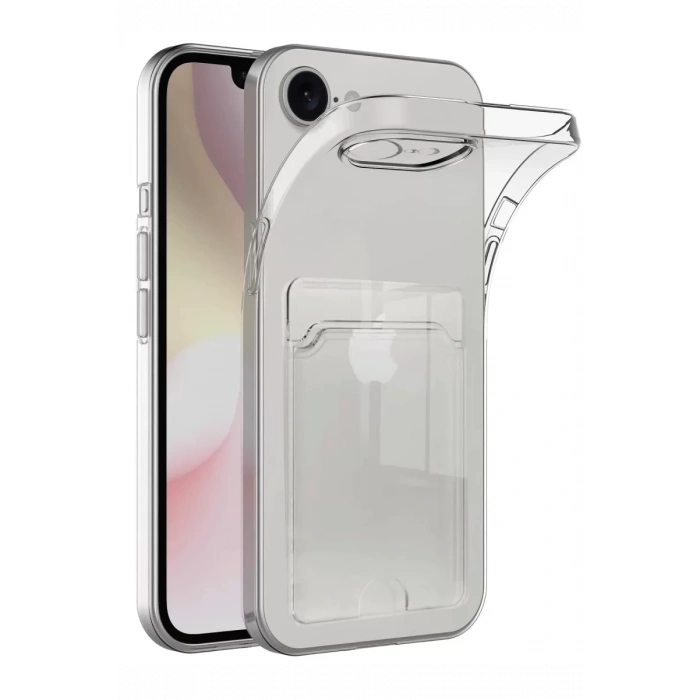 Apple iPhone 16E Kılıf Kart Şeffaf Silikon - Şeffaf