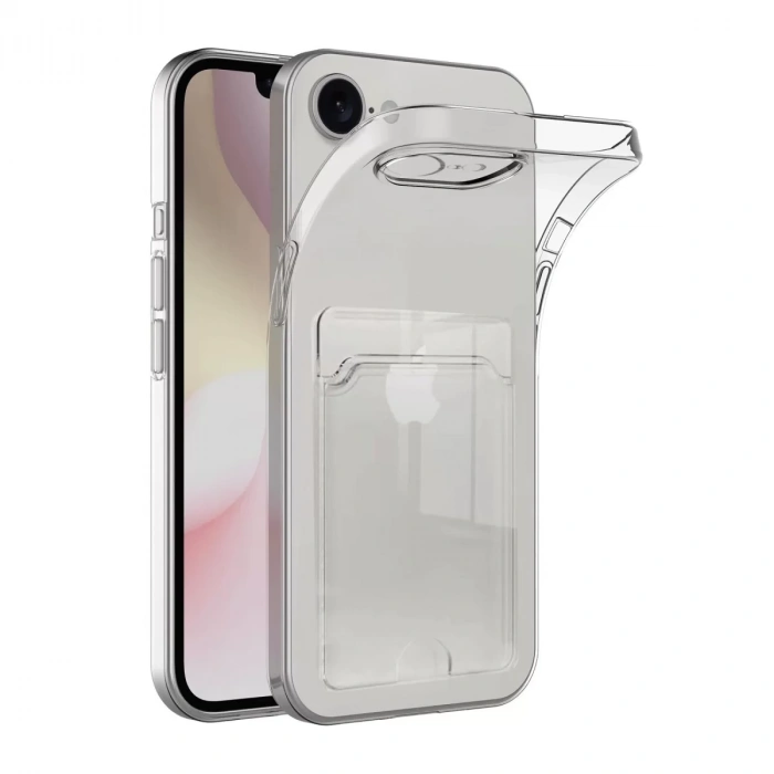 Apple iPhone 16E Kılıf Kart Şeffaf Silikon - Şeffaf
