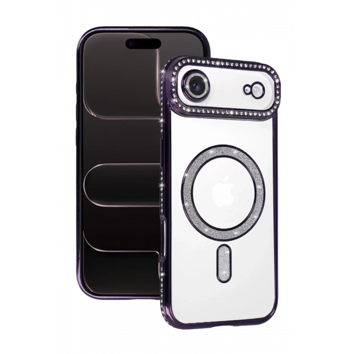 Apple iPhone 17 Air Joke Simli Magneticsafe Kılıf - Derin Mor