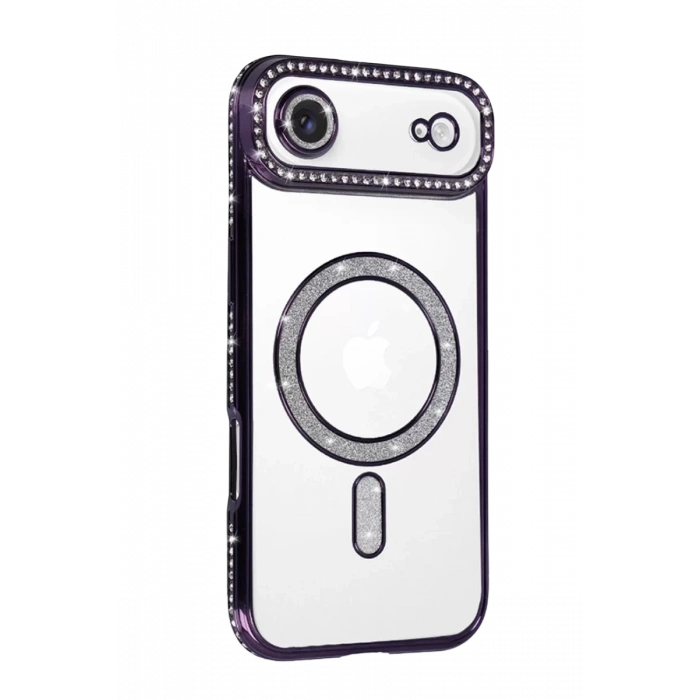Apple iPhone 17 Air Joke Simli Magneticsafe Kılıf - Derin Mor