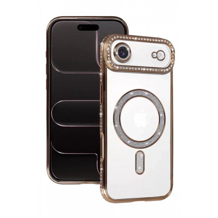 Apple iPhone 17 Air Joke Simli Magneticsafe Kılıf - Gold
