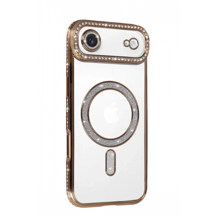 Apple iPhone 17 Air Joke Simli Magneticsafe Kılıf - Gold