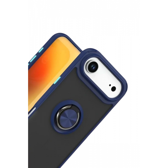 Apple iPhone 17 Air Montreal Yüzüklü Silikon Kapak - Lacivert