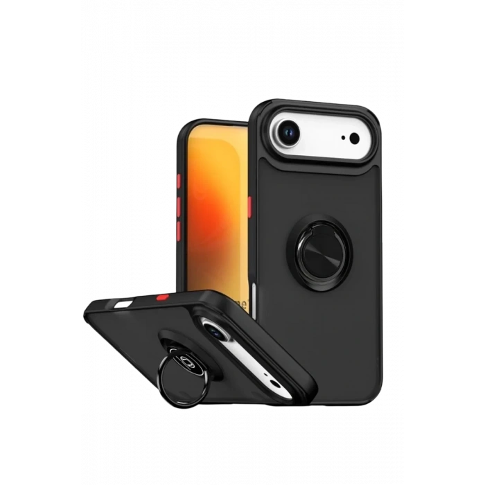 Apple iPhone 17 Air Montreal Yüzüklü Silikon Kapak - Siyah