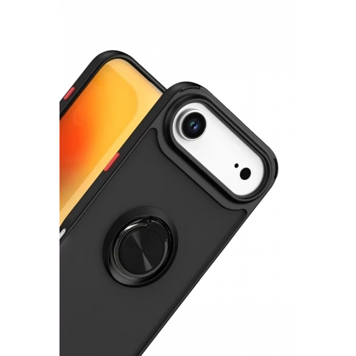 Apple iPhone 17 Air Montreal Yüzüklü Silikon Kapak - Siyah