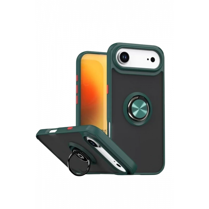Apple iPhone 17 Air Montreal Yüzüklü Silikon Kapak - Yeşil