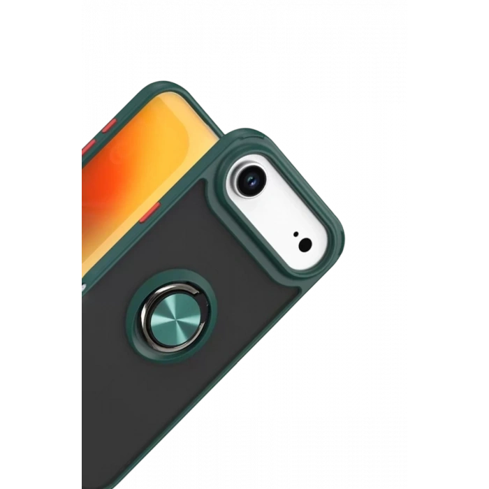 Apple iPhone 17 Air Montreal Yüzüklü Silikon Kapak - Yeşil