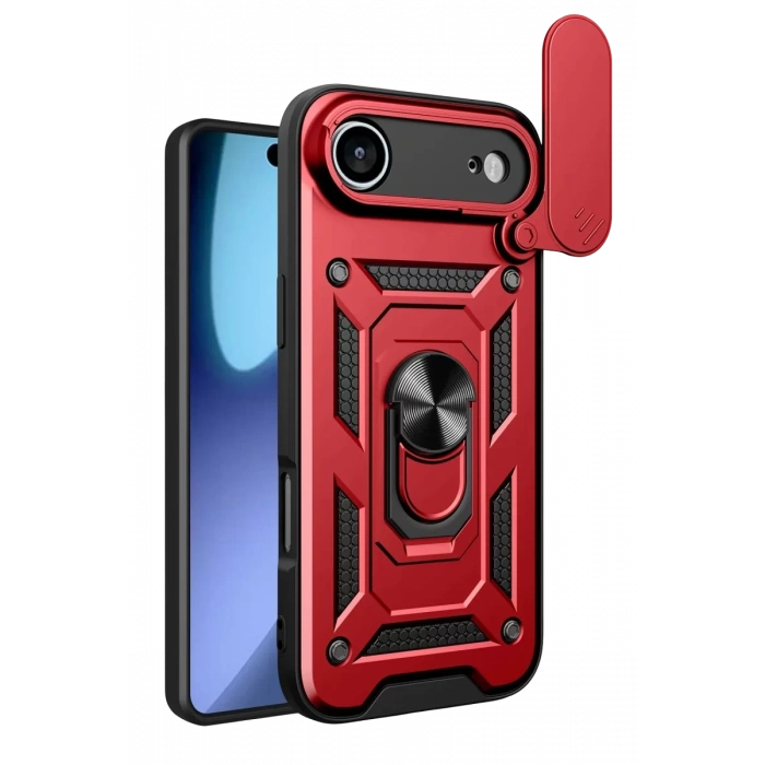 Apple iPhone 17 Air Pars Lens Yüzüklü Silikon - Kırmızı
